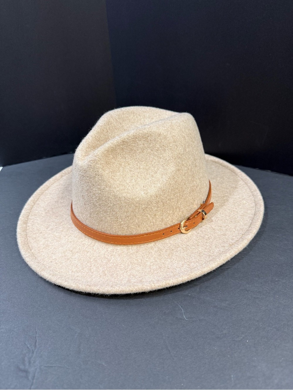 Altar’d State Wool Felt Fedora Hat with Leather Band - Beige
